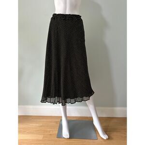 Style & Co Vintage Y2k Black Yellow Gold Polka Dot Midi Skirt size 14
